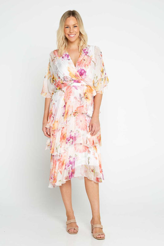 Loira Silk Dress - Bianco Floral