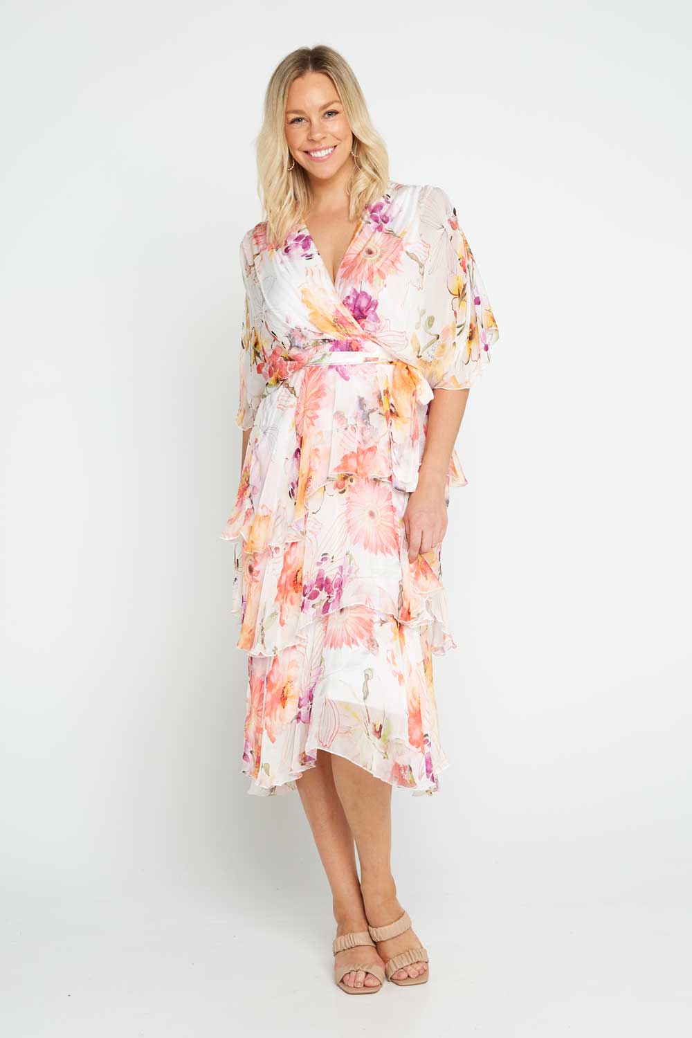 Loira Silk Dress - Bianco Floral