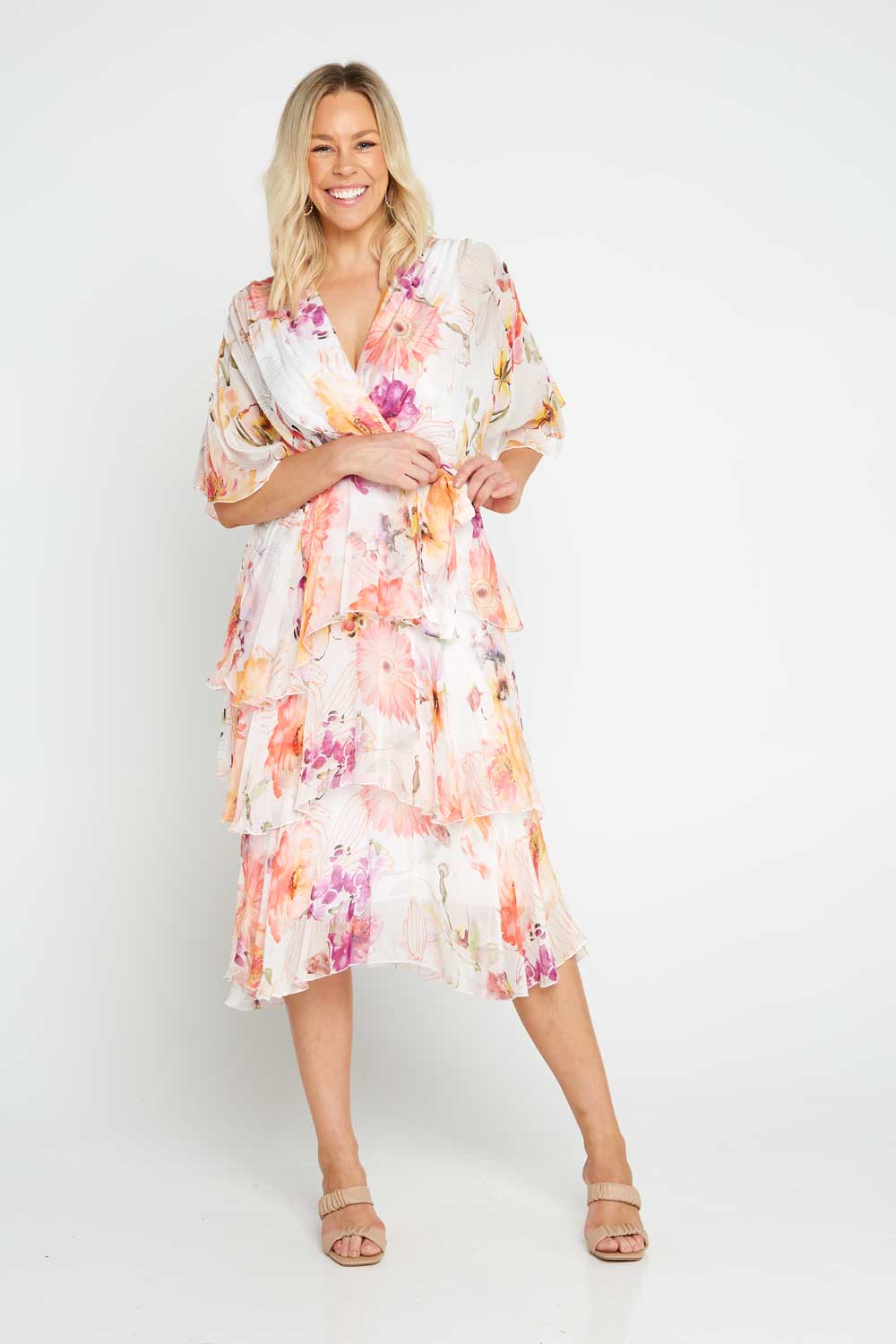 Loira Silk Dress - Bianco Floral