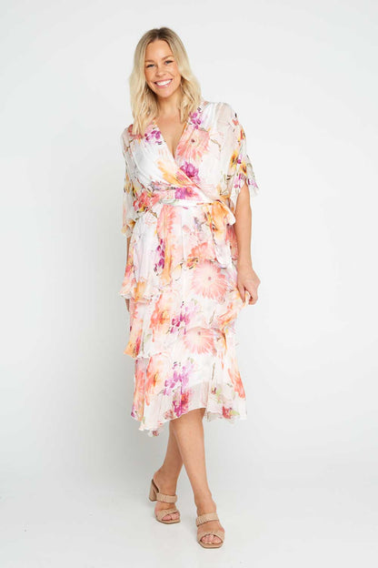 Loira Silk Dress - Bianco Floral