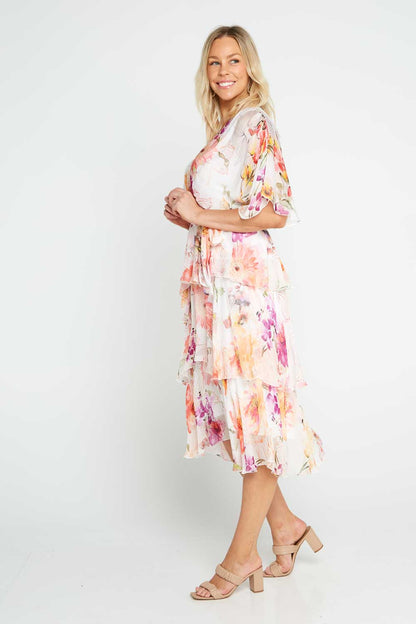 Loira Silk Dress - Bianco Floral