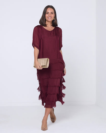 Margo Silk Dress - Wine