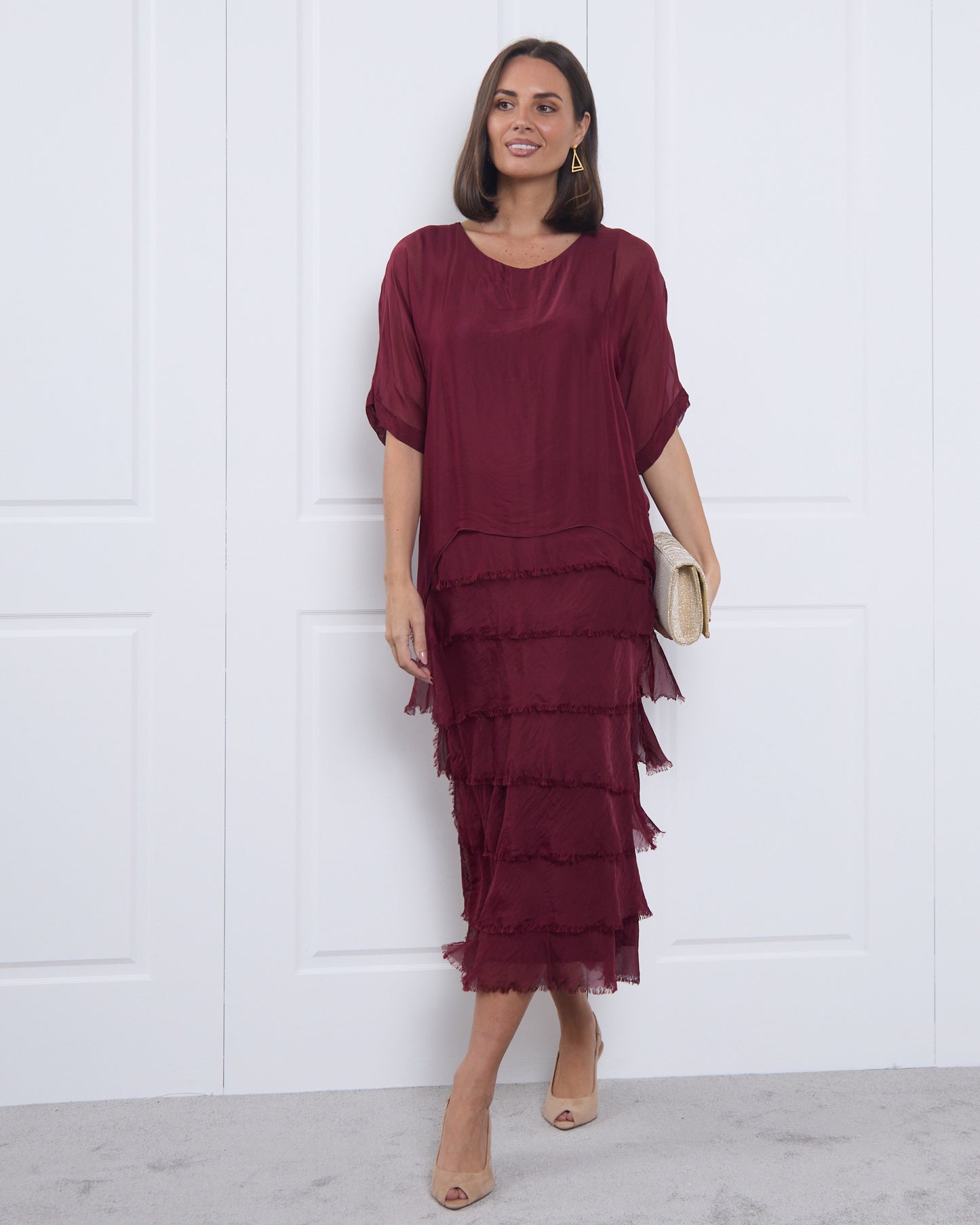Margo Silk Dress - Wine