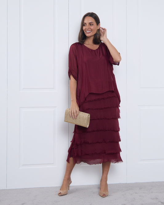 Margo Silk Dress - Wine