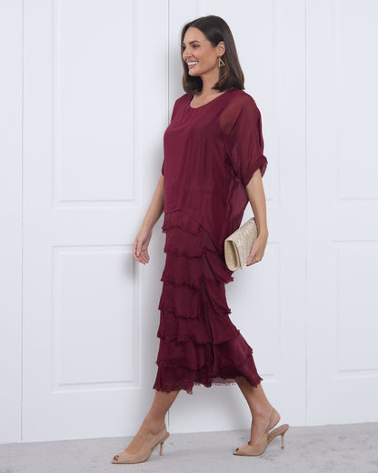 Margo Silk Dress - Wine