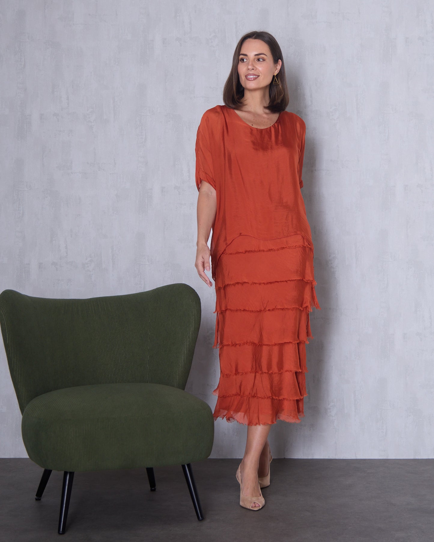 Margo Silk Dress - Ochre