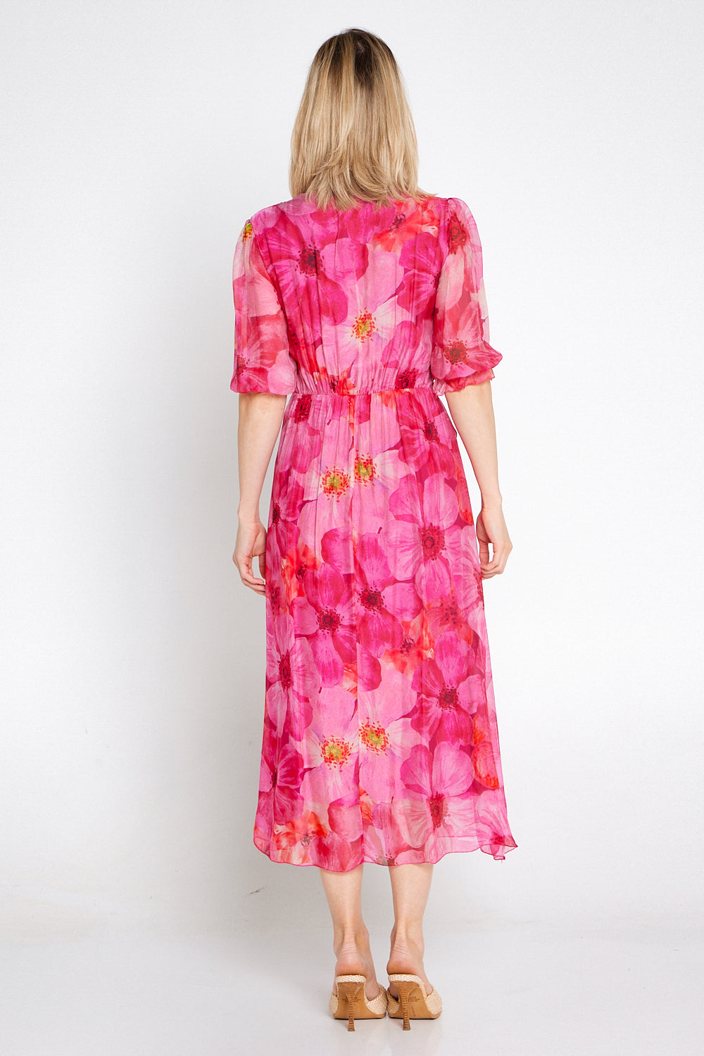 Alissa Silk Dress - Fuchsia Azalea