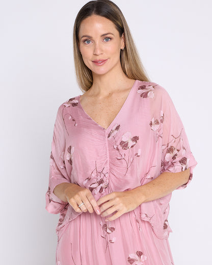 Dianne Silk Dress - Rosa Blossom