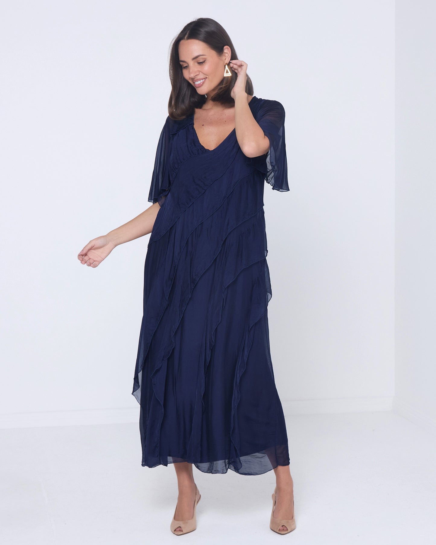 Volterra Silk Dress - Navy