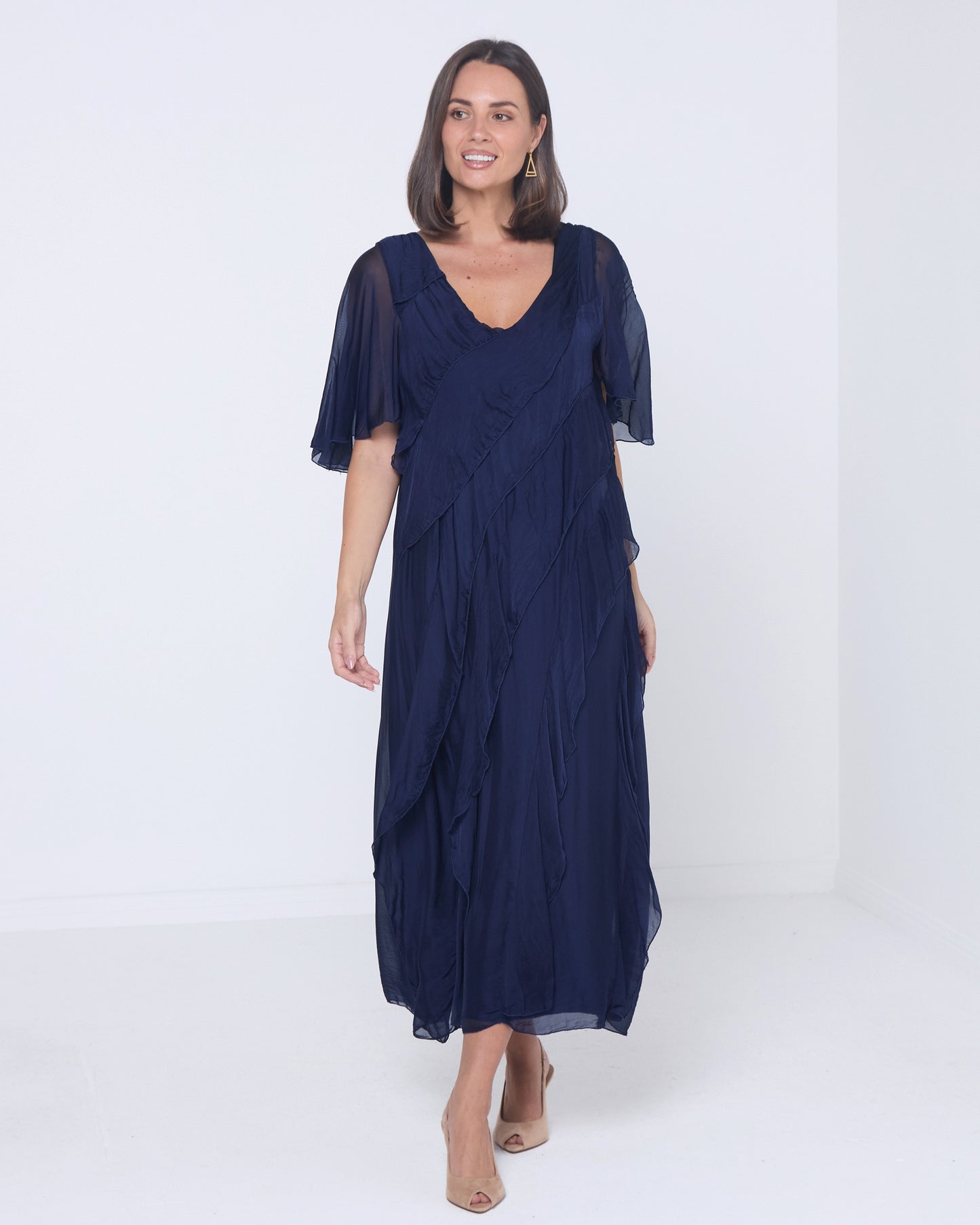 Volterra Silk Dress - Navy