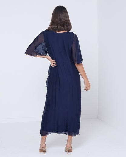 Volterra Silk Dress - Navy