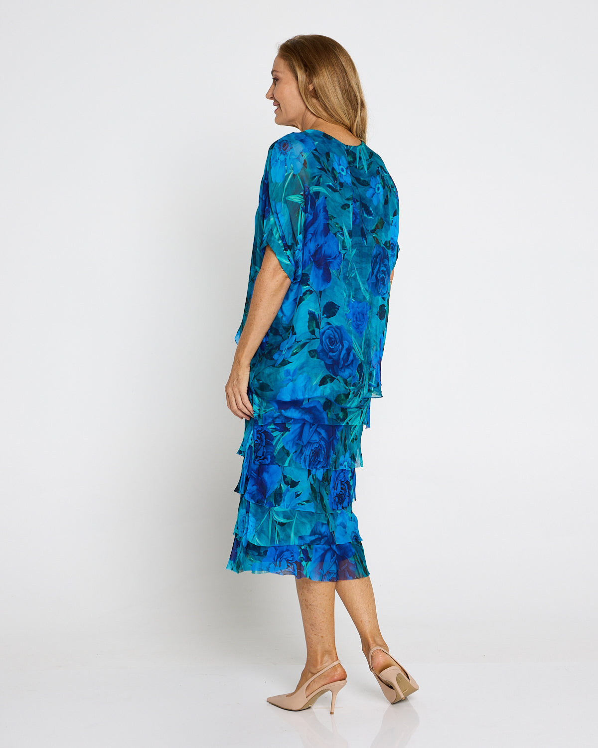 Margo Silk Dress - Azure Bloom