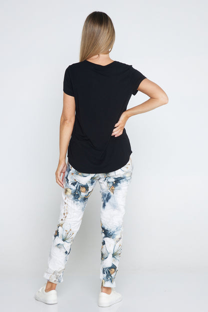 Alina Pants - White/Gold Print