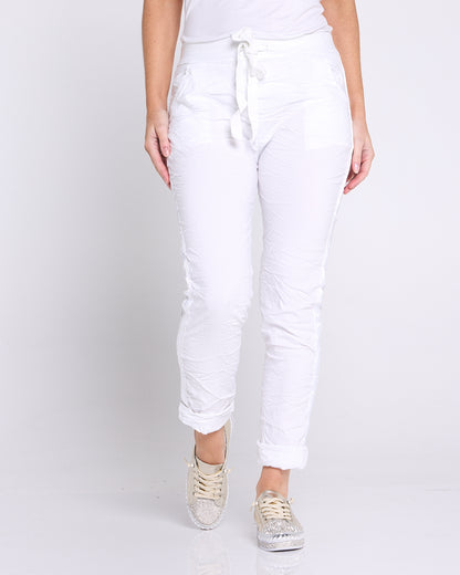 Zadie Stretch Crinkle Pants - White