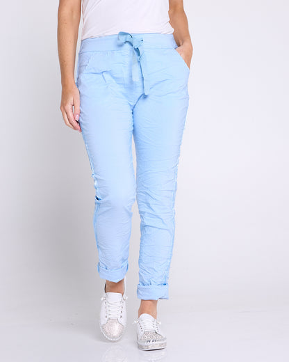 Zadie Stretch Crinkle Pants - Sky Blue