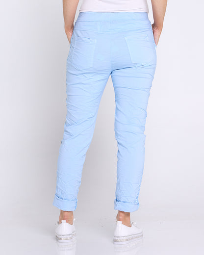 Zadie Stretch Crinkle Pants - Sky Blue