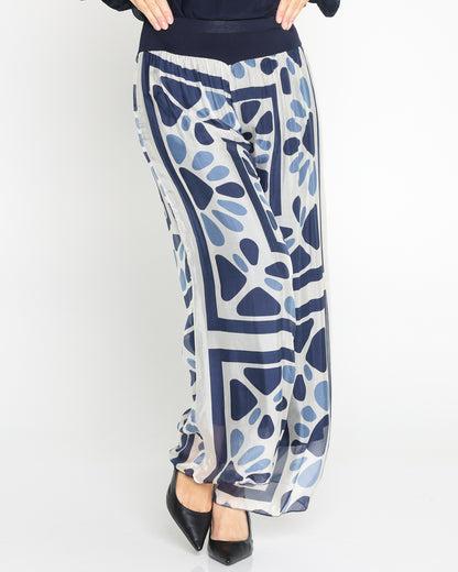 Luciana Top & Arlette Pants - Navy Mosaic