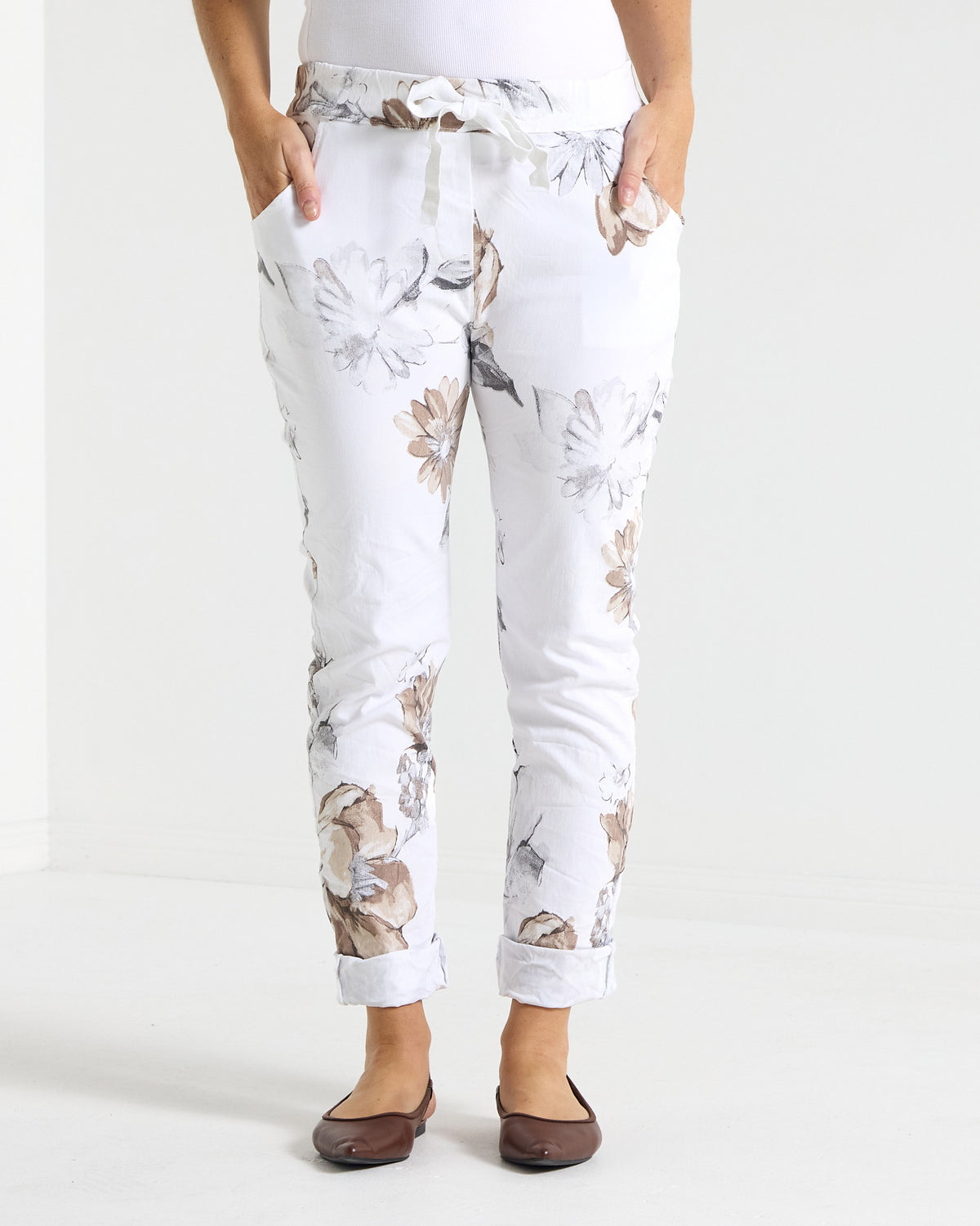 Norah Pants - White Floral