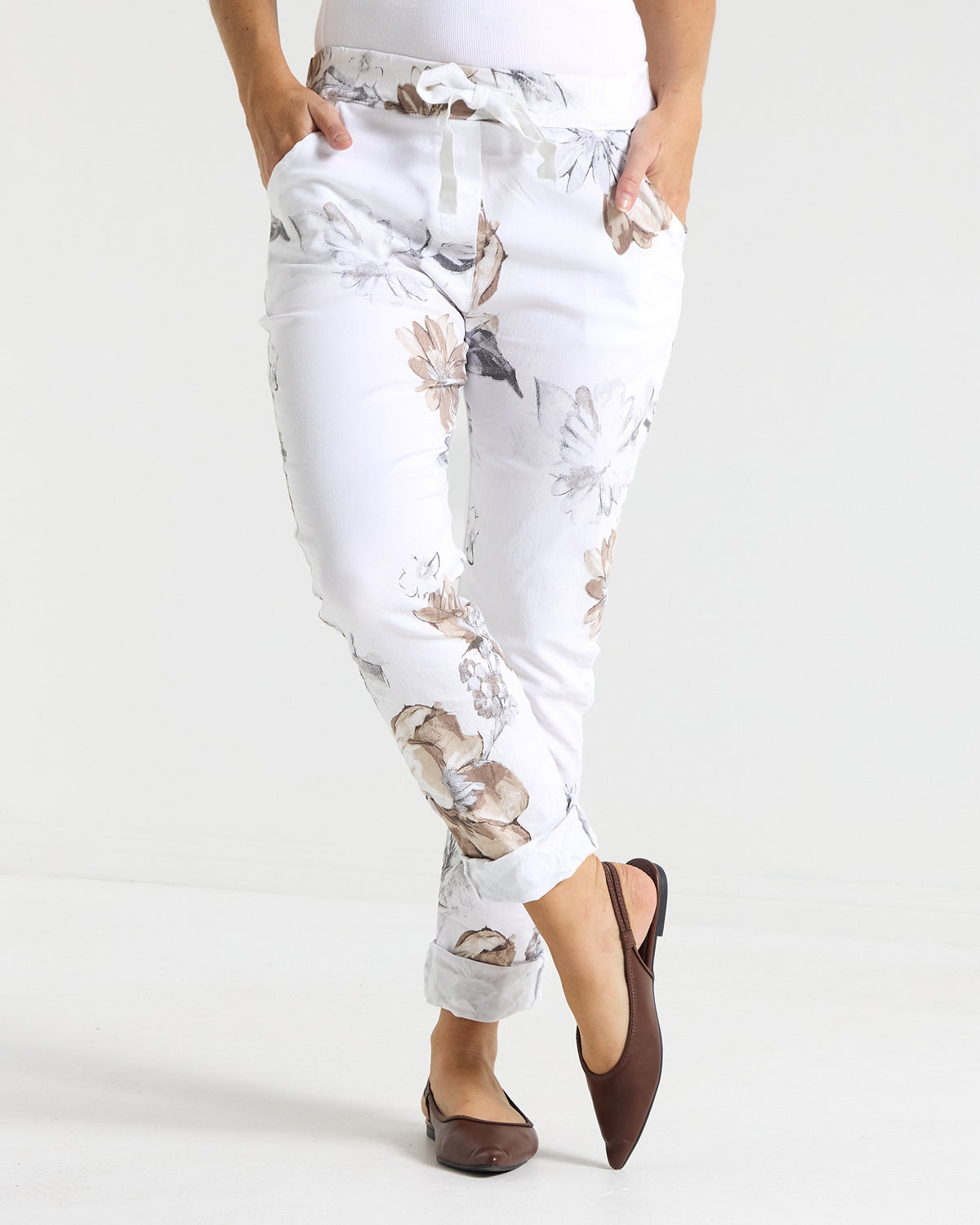 Norah Pants - White Floral