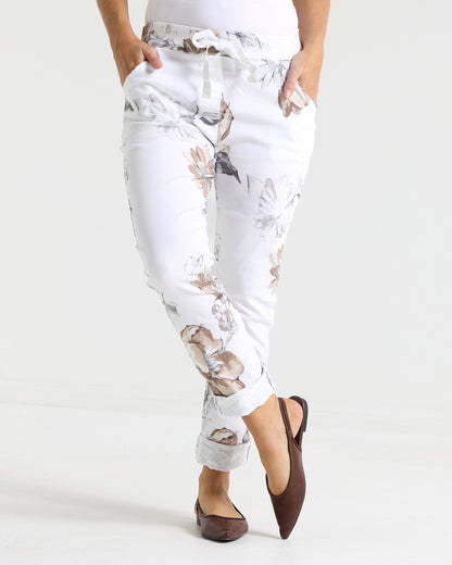 Norah Pants - White Floral
