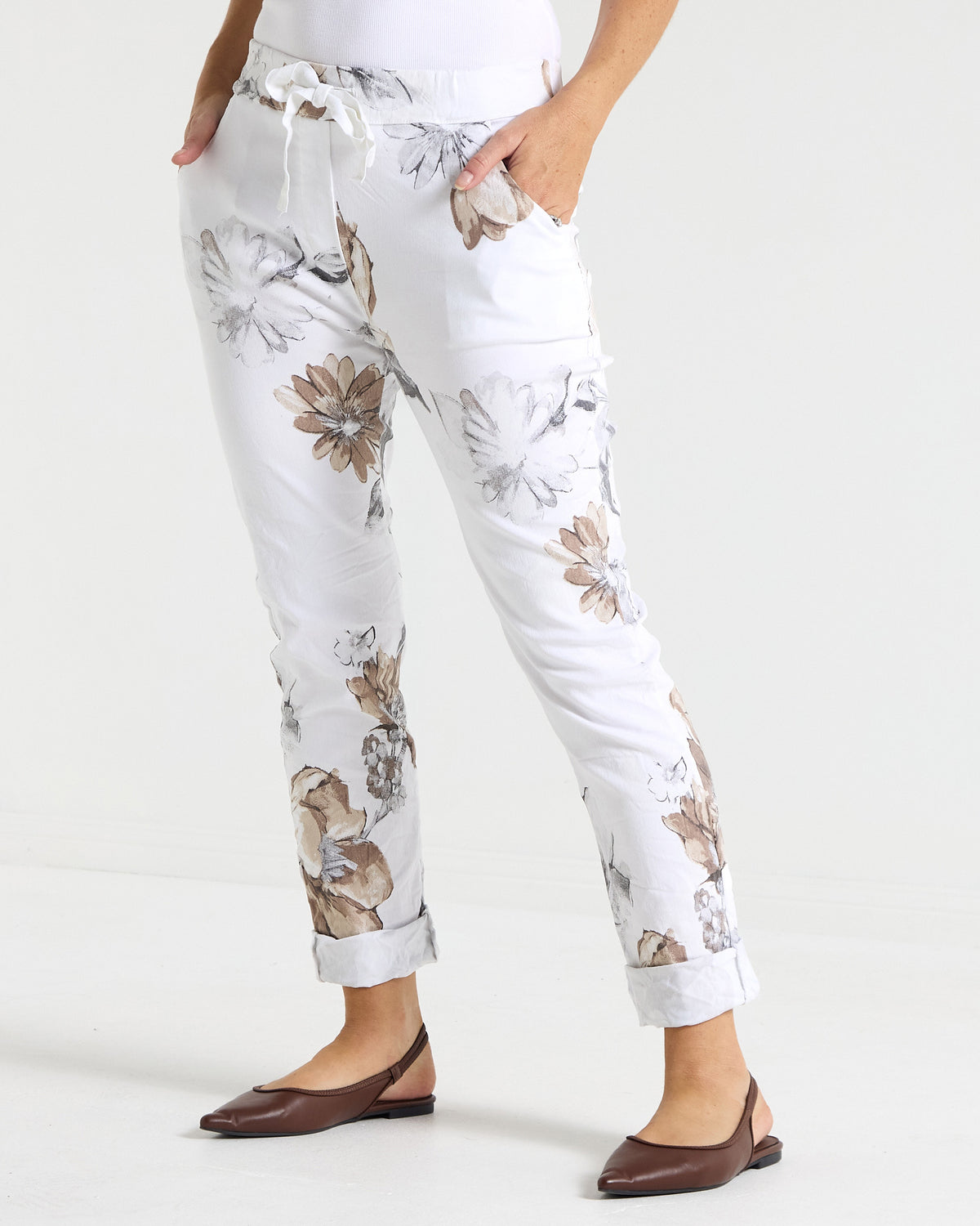 Norah Pants - White Floral