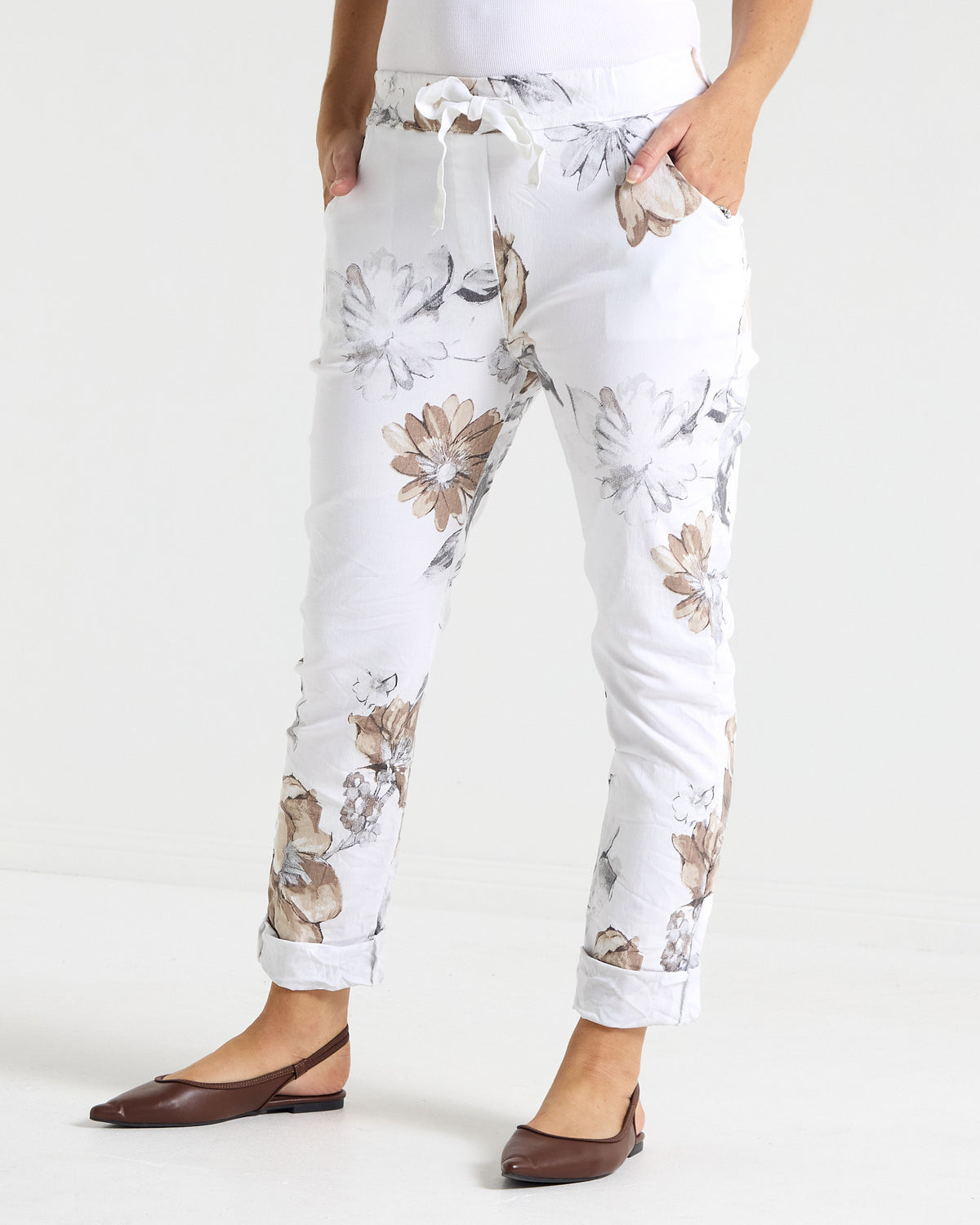 Norah Pants - White Floral