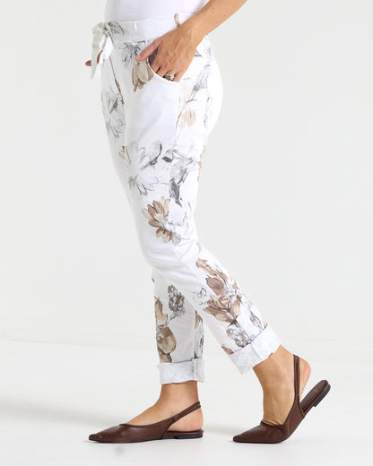 Norah Pants - White Floral