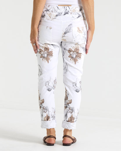 Norah Pants - White Floral