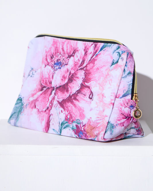 Halie Large Cosmetic Case - Pink Floral