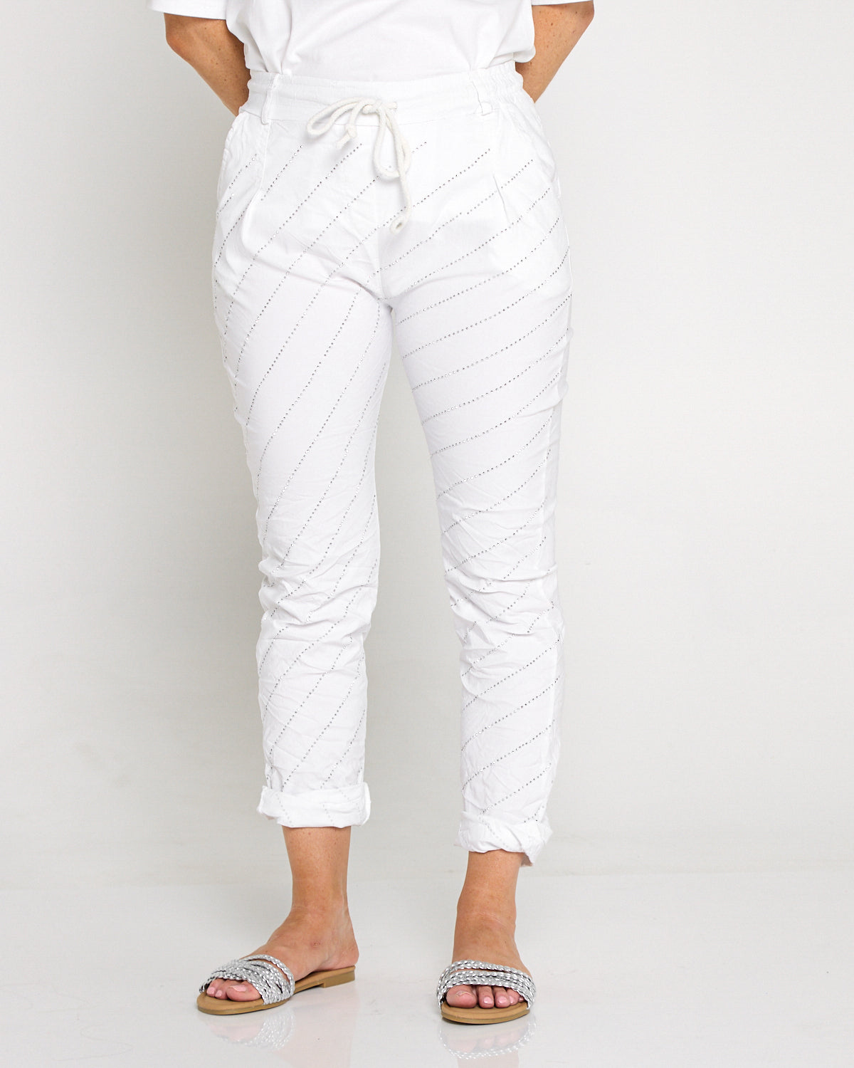 Starlight Diamanté Pants - White