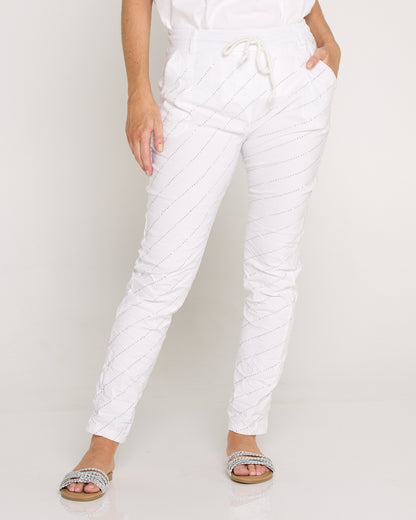 Starlight Diamanté Pants - White