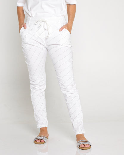 Starlight Diamanté Pants - White