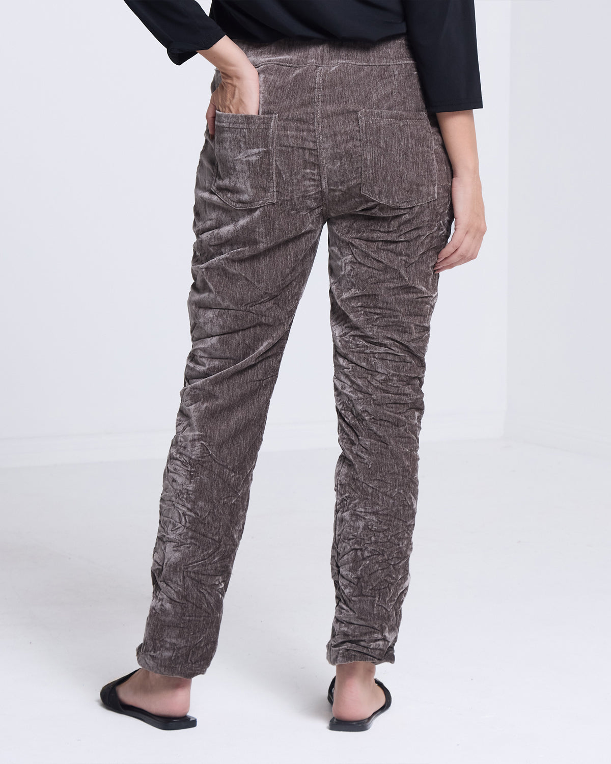 Astoria Crushed Velvet Pant - Taupe