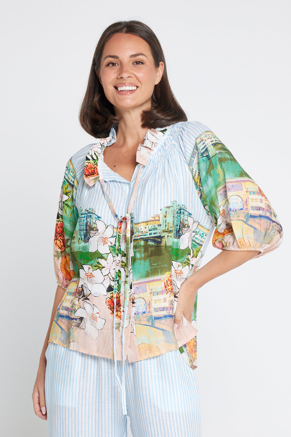 Calliope Blouse - Seaside Gardens