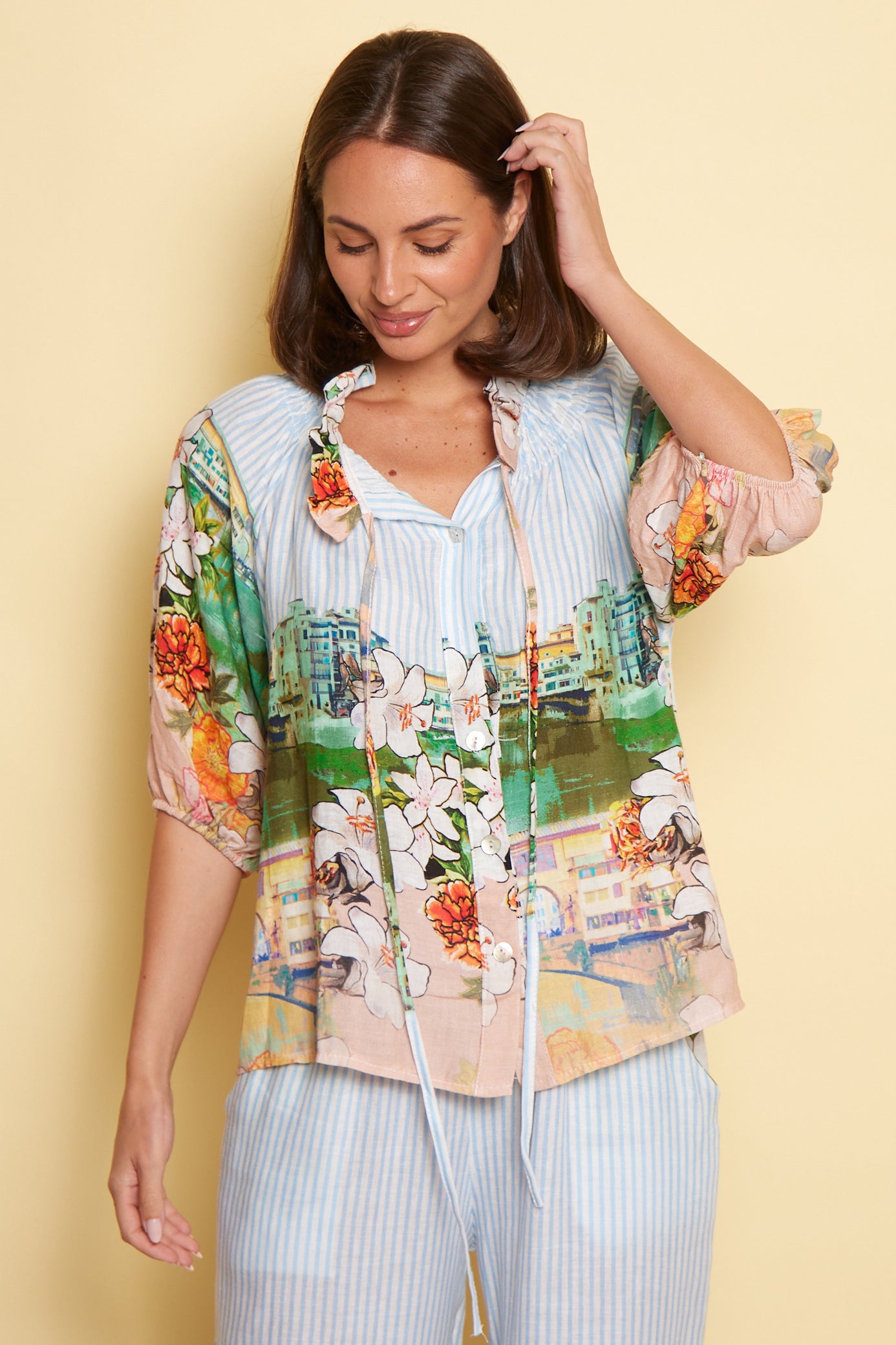 Calliope Blouse - Seaside Gardens