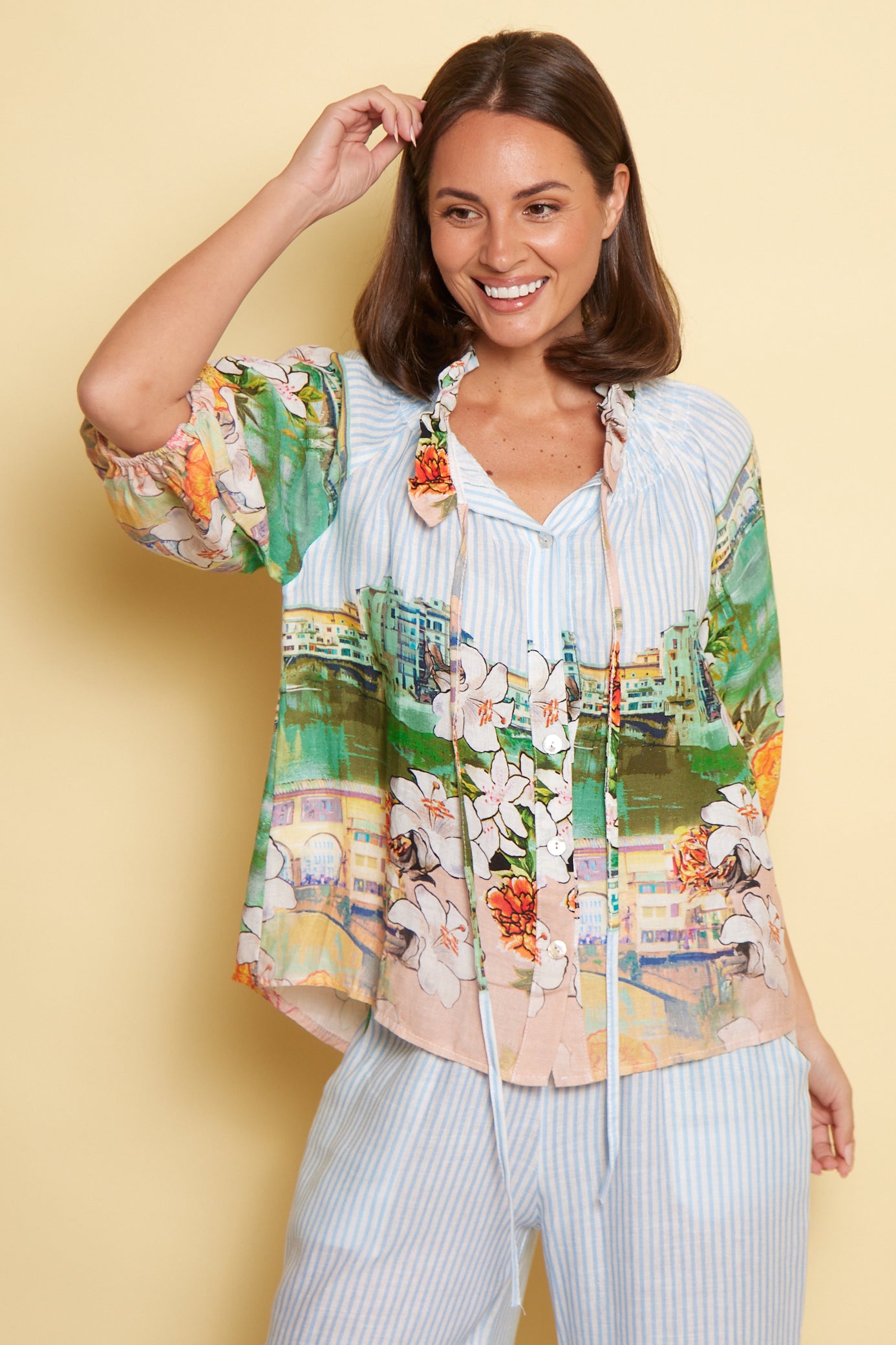 Calliope Blouse - Seaside Gardens