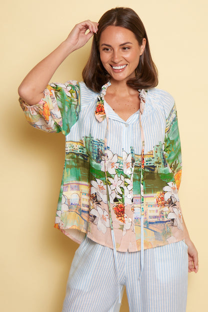 Calliope Blouse - Seaside Gardens