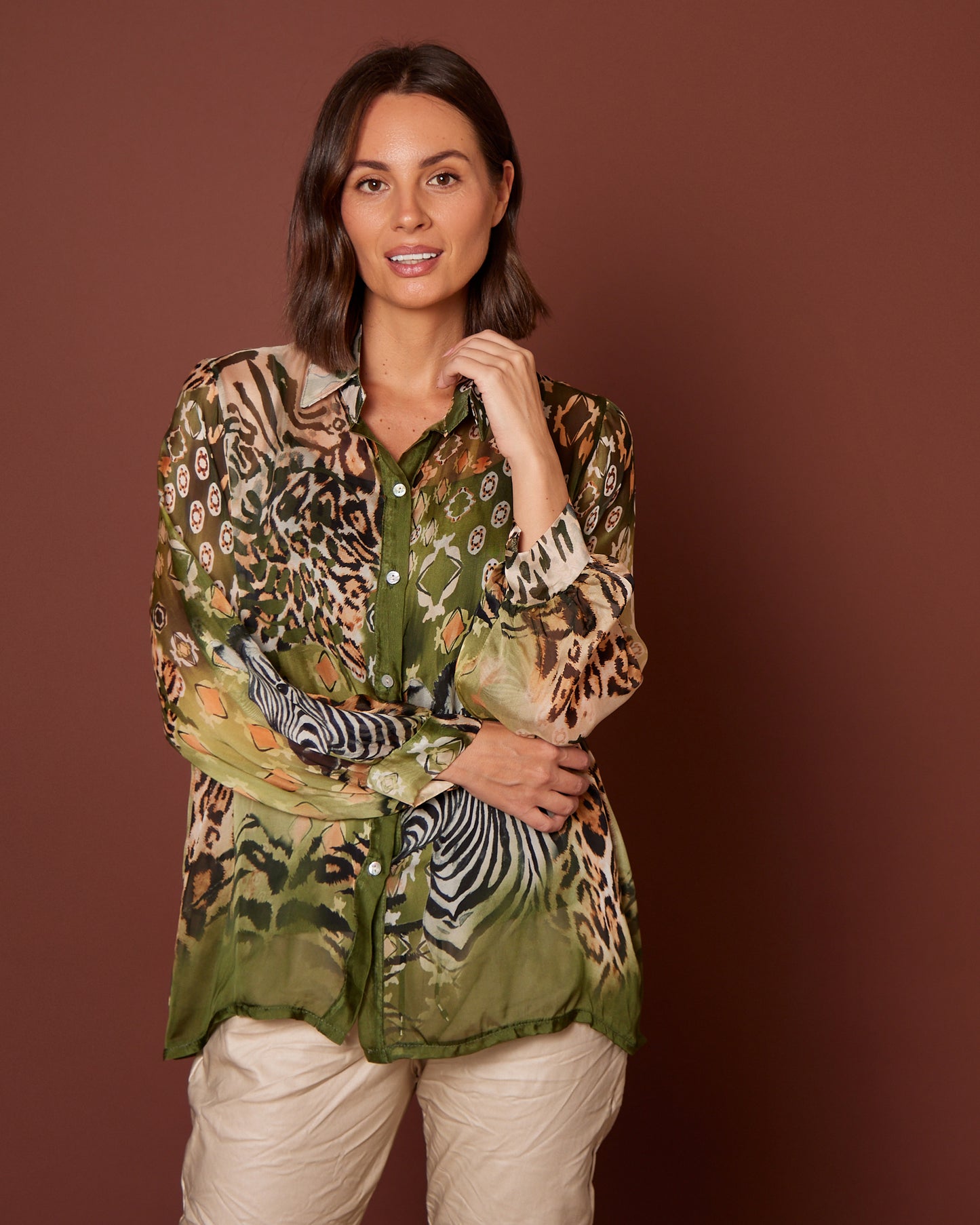 Imogen Silk Shirt - Safari