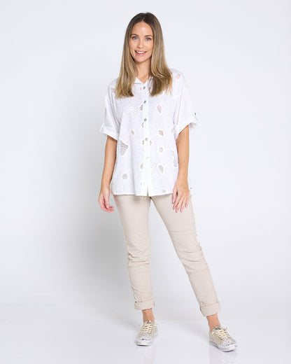 Zadie Stretch Crinkle Pants - Beige