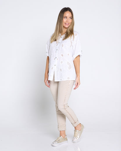 Zadie Stretch Crinkle Pants - Beige