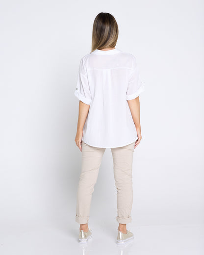 Zadie Stretch Crinkle Pants - Beige