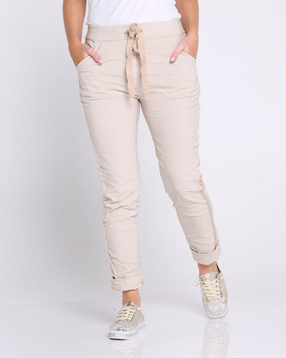 Zadie Stretch Crinkle Pants - Beige