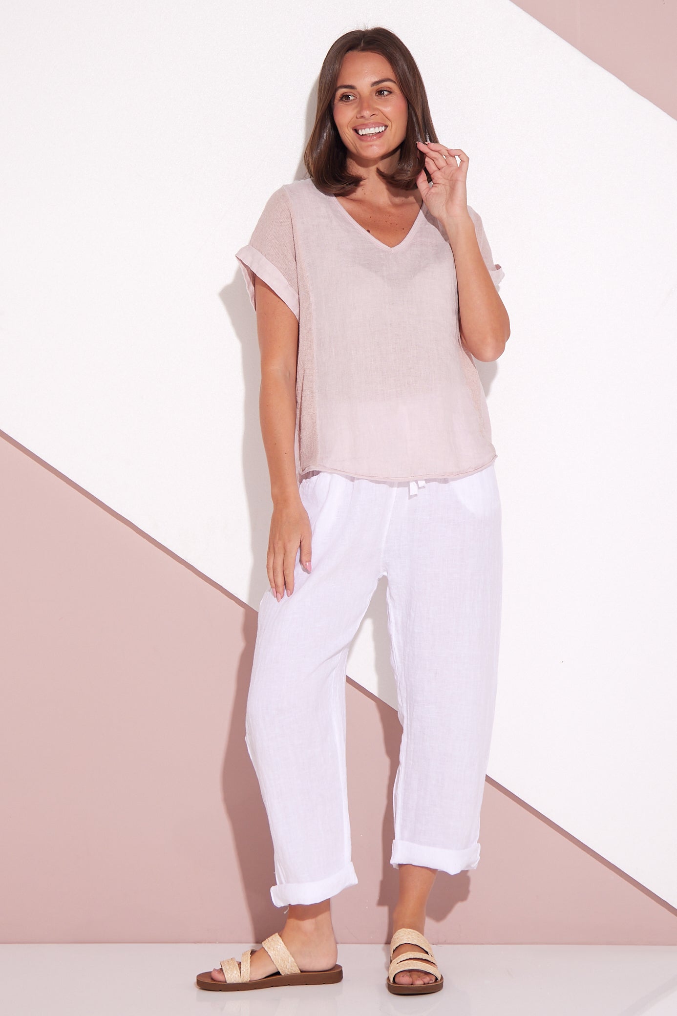 パンツ tolight used linen line pants Muulin-Woman-Linen-Pants-