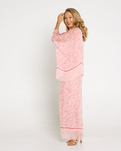 Arlette Silk Pants - Shell Pink Swirl