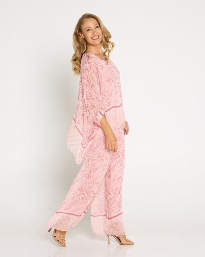 Arlette Silk Pants - Shell Pink Swirl