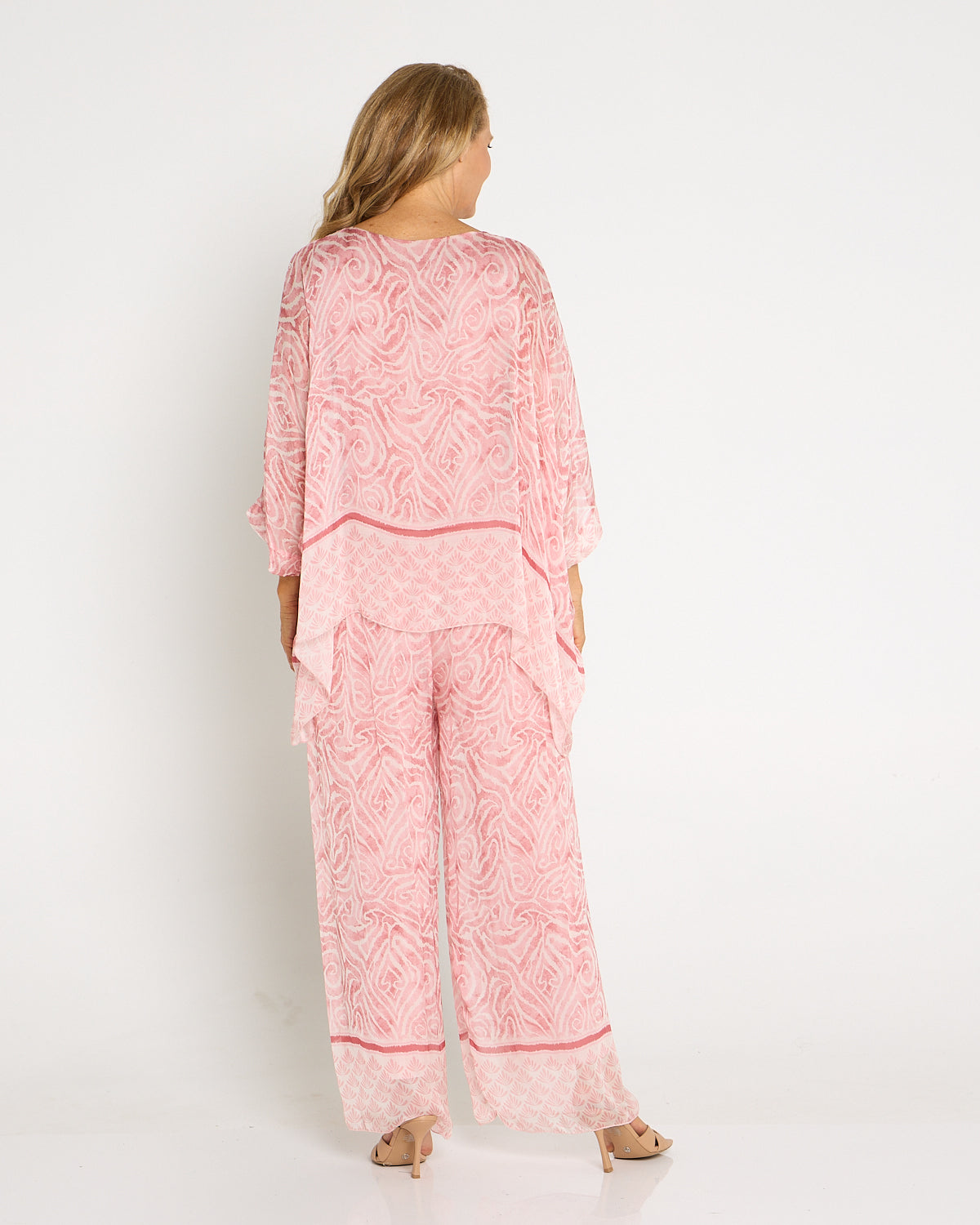 Arlette Silk Pants - Shell Pink Swirl