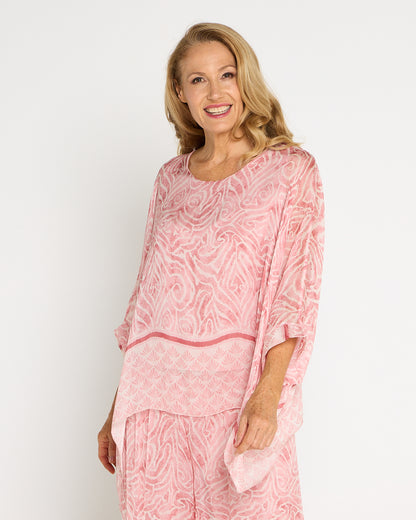 Luciana Silk Top - Shell Pink Swirl