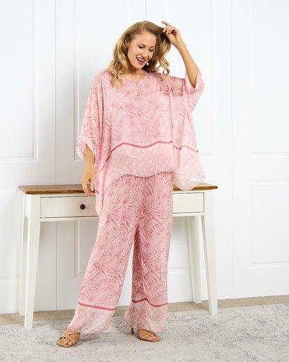 Luciana Silk Top - Shell Pink Swirl