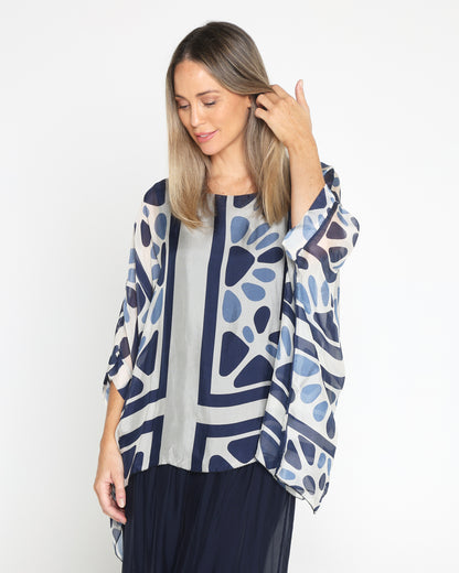 Luciana Top & Arlette Pants - Navy Mosaic