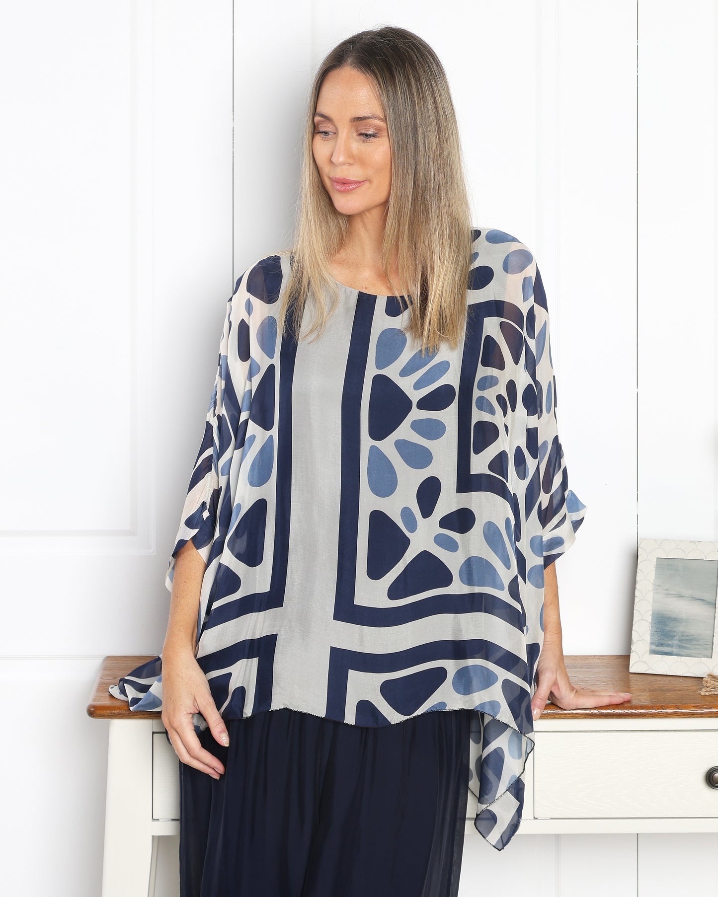 Luciana Top & Arlette Pants - Navy Mosaic